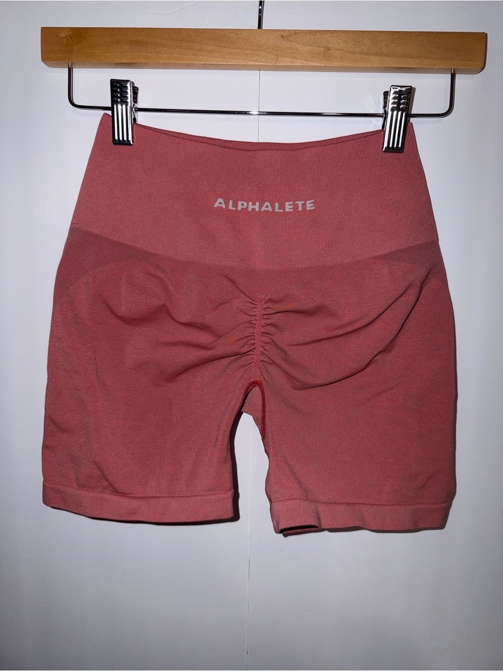 Alphalete High-Rise Scrunch Bike Shorts — Dusty Rose